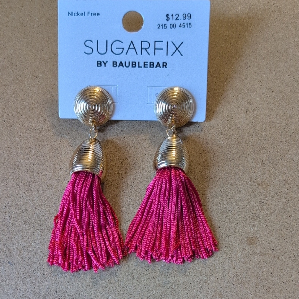 Sugarfix by BaubleBar Gold and Pink Tassel Earrings